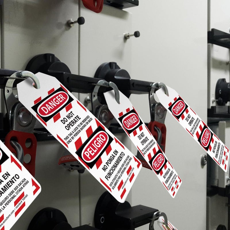 AccuformNMC 100 Lockout Tags by-The-Roll, Bilingual Danger Do Not Operate/Peligro No Ponga En Funcionamient, US Made OSHA Compliant Tags, Waterproof PF-Cardstock, Resists Tears, 6.25"x3", TAR460 - Image 5